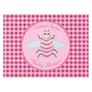 Pretty Pink Baby Girl Bee Custom Baby Shower Tablecloth