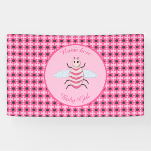 Pretty Pink Baby Girl Bee Custom Banner