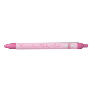 Pretty Pink Baby Girl Bee Custom Blue Ink Pen