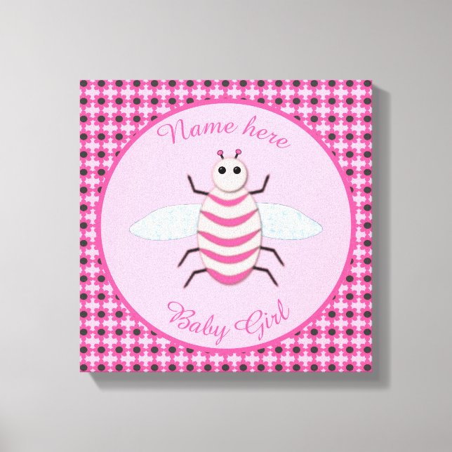 Pretty Pink Baby Girl Bee Custom Canvas Print (Front)