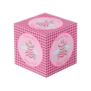 Pretty Pink Baby Girl Bee Custom Cube