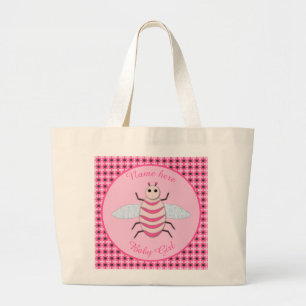Pretty Pink Baby Girl Bee Custom Large Tote Bag