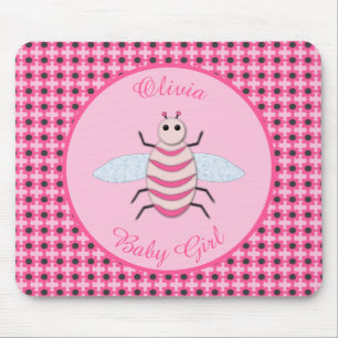 Pretty Pink Baby Girl Bee Custom Mouse Pad