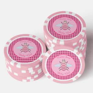 Pretty Pink Baby Girl Bee Custom Poker Chips