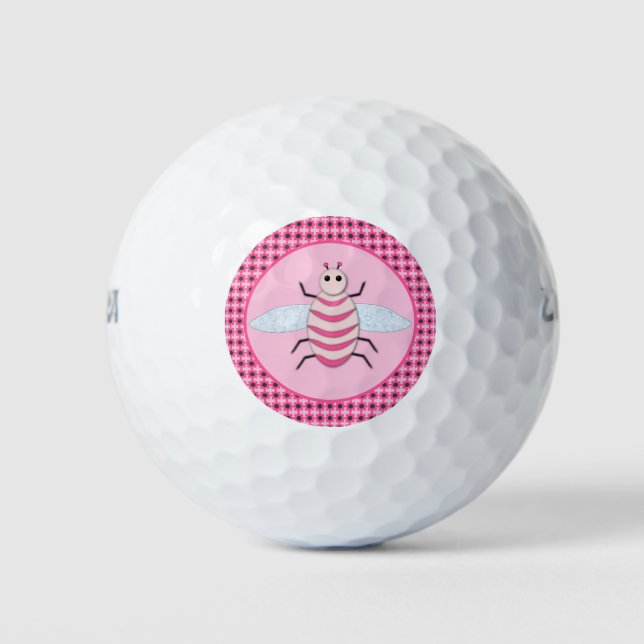 Pretty pink Baby Girl Bee Golf Balls (Front)
