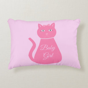 Pretty Pink Baby Girl Cat Custom Accent Pillow