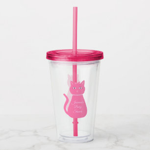 Pretty Pink Baby Girl Cat Custom Baby Shower Acrylic Tumbler
