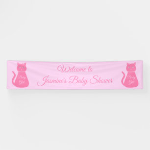 Pretty Pink Baby Girl Cat Custom Baby Shower Banner