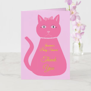 Pretty pink Baby Girl Cat Custom Baby Shower Foil Greeting Card