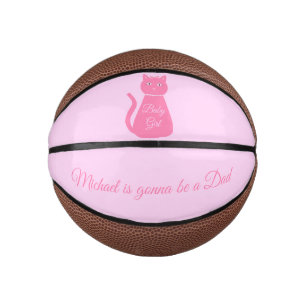 Pretty Pink Baby Girl Cat Custom Dad to Be Mini Basketball