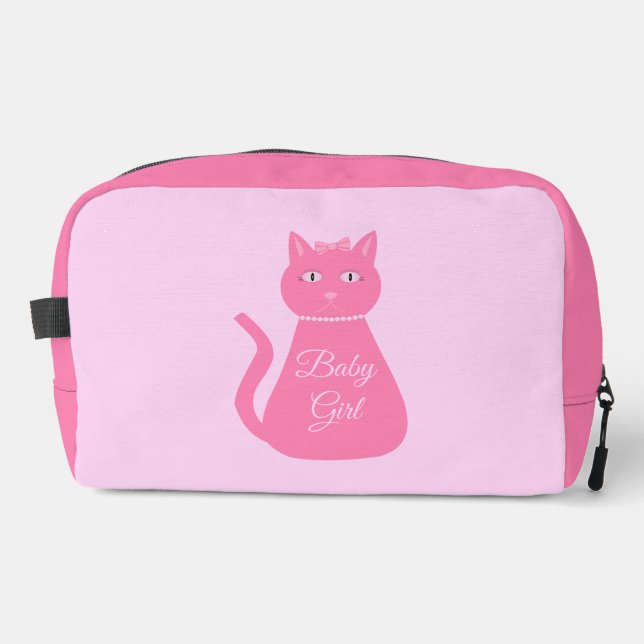 Pretty Pink Baby Girl Cat Custom Dopp Kit (Front)