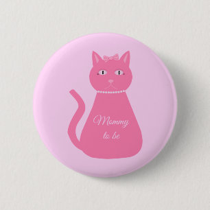 Pretty Pink Baby Girl Cat Custom Mom to Be 2 Inch Round Button