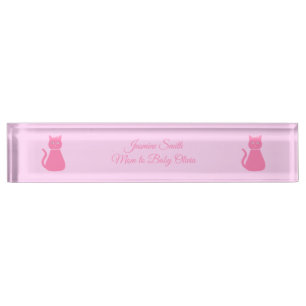 Pretty Pink Baby Girl Cat Custom Nameplate