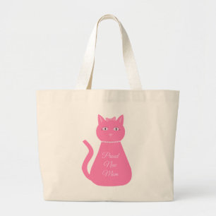 Pretty Pink Baby Girl Cat Custom New Mom Large Tote Bag