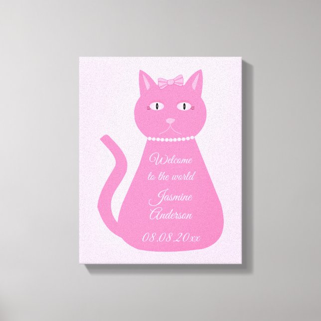 Pretty Pink Baby Girl Cat Custom Nursery Decor (Front)