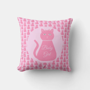 Pretty Pink Baby Girl Cat Custom Outdoor Pillow