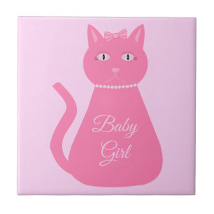 Pretty Pink Baby Girl Cat Custom Tile