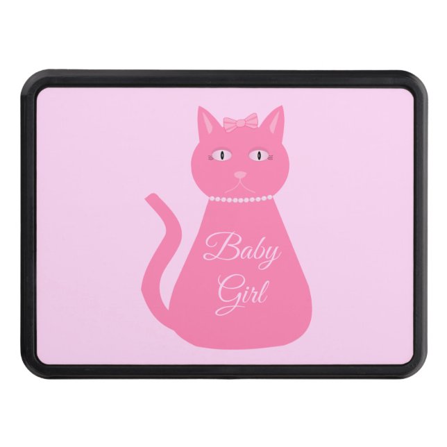 Pretty Pink Baby Girl Cat Custom Trailer Hitch Cover (Front)
