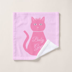 Pretty Pink Baby Girl Cat Custom Wash Cloth