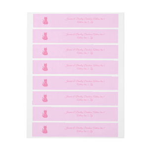 Pretty Pink Baby Girl Cat Custom Wraparound Address Label