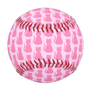 Pretty Pink Baby Girl Cat Patterned Baseball