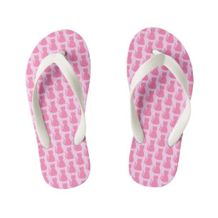 Pretty Pink Baby Girl Cat Patterned Kid's Flip Flops