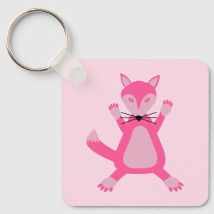 Pretty Pink Baby Girl Fox Baby Shower Custom Keychain