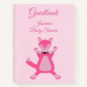 Pretty Pink Baby Girl Fox Custom Baby Shower Notebook