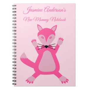 Pretty Pink Baby Girl Fox Custom New Mom Notebook