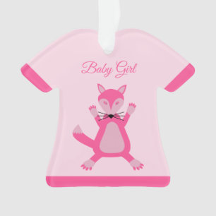 Pretty Pink Baby Girl Fox Custom Ornament