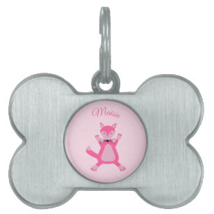 Pretty Pink Baby Girl Fox Custom Pet Name ID Tag