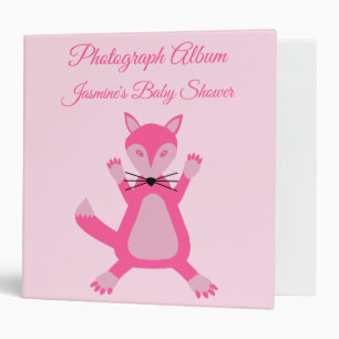 Pretty Pink Baby Girl Fox Custom Photo Album Binder