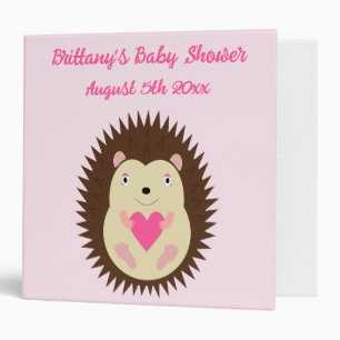 Pretty Pink Baby Girl Hedgehog Baby Shower Binder