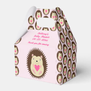 Pretty Pink Baby Girl Hedgehog Baby Shower Favor Box