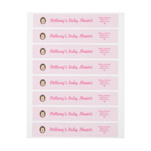 Pretty Pink Baby Girl Hedgehog Baby Shower Wraparound Address Label