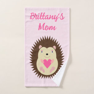 Pretty Pink Baby Girl Hedgehog Custom Hand Towel