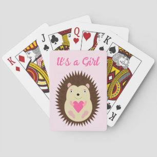 Pretty Pink Baby Girl Hedgehog Custom Playing Cards