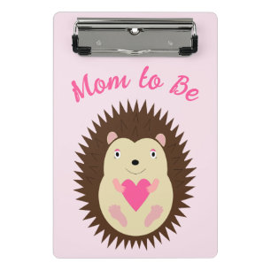 Pretty Pink Baby Girl Hedgehog Mom to be Mini Clipboard