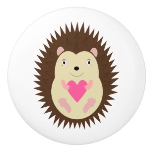Pretty Pink Baby Girl Hedgehog Nursery Ceramic Knob