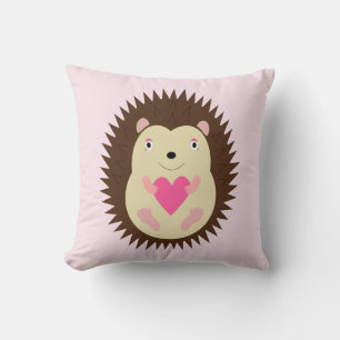 Pretty Pink Baby Girl Hedgehog Throw Pillow