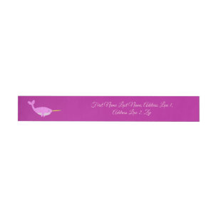 Pretty Pink Baby Girl Narwhal Custom Baby Shower Wraparound Address Label