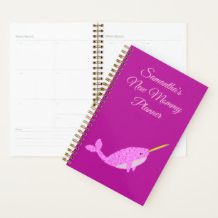 Pretty Pink Baby Girl Narwhal Custom New Mom Planner