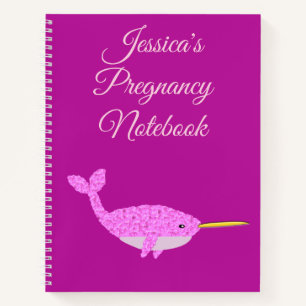 Pretty Pink Baby Girl Narwhal Custom Pregnancy Notebook