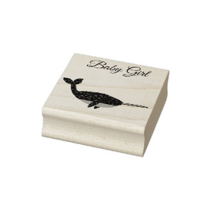 Pretty Pink Baby Girl Narwhal Gender Reveal Custom Rubber Stamp