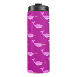Pretty Pink Baby Girl Narwhal Patterned Thermal Tumbler