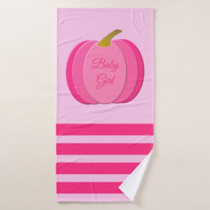 Pretty Pink Baby Girl Pumpkin Custom Bath Towel