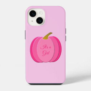 Pretty Pink Baby Girl Pumpkin Custom Gender Reveal iPhone 14 Case