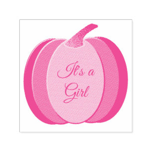 Pretty Pink Baby Girl Pumpkin Custom Gender Reveal Self-inking Stamp