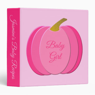 Pretty Pink Baby Girl Pumpkin Custom Recipe Binder