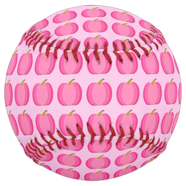 Pretty Pink Baby Girl Pumpkin Patterned Softball (Front)